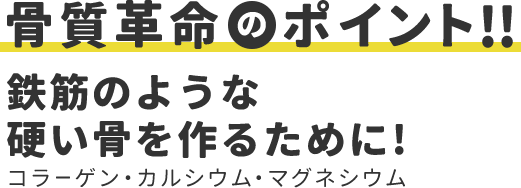 骨質革命のポイント!!　鉄筋のような硬い骨を作るために!　コラーゲン・カルシウム・マグネシウム